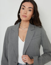 Load image into Gallery viewer, Women's Grey Pinstripe Lined Blazer
