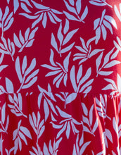 Load image into Gallery viewer, Women's Red Leaf Print Jersey Maxi Dress with Pockets
