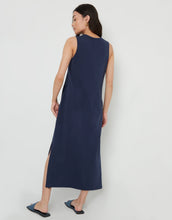 Load image into Gallery viewer, Women's Navy Sleeveless Jersey Midi Dress with Pockets
