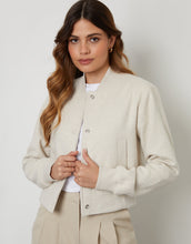 Load image into Gallery viewer, Women's Ecru Brushed Cropped Bomber Jacket
