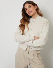 Load image into Gallery viewer, Women's Ecru Brushed Cropped Bomber Jacket
