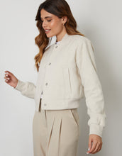 Load image into Gallery viewer, Women's Ecru Brushed Cropped Bomber Jacket

