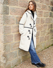 Load image into Gallery viewer, Women's Ecru Longline Fleece Borg Toggle Coat
