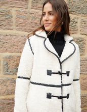 Load image into Gallery viewer, Women's Ecru Longline Fleece Borg Toggle Coat
