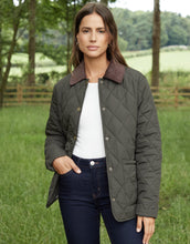 Load image into Gallery viewer, Women's Khaki Cord Collar Diamond Quilted Heritage Jacket
