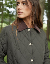 Load image into Gallery viewer, Women's Khaki Cord Collar Diamond Quilted Heritage Jacket
