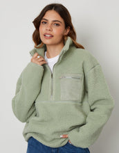 Load image into Gallery viewer, Women's Sage Half Zip Borg Fleece

