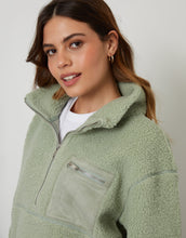 Load image into Gallery viewer, Women's Sage Half Zip Borg Fleece
