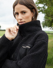 Load image into Gallery viewer, Women's Black Half Zip Borg Fleece
