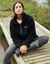 Load image into Gallery viewer, Women's Black Half Zip Borg Fleece
