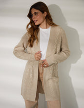 Load image into Gallery viewer, Women's Beige Cable Knit Cardigan
