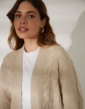 Load image into Gallery viewer, Women's Beige Cable Knit Cardigan

