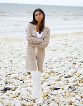Load image into Gallery viewer, Women's Stone Longline Crochet Cardigan
