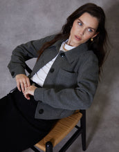 Load image into Gallery viewer, Women's Charcoal Cropped Brushed Shacket
