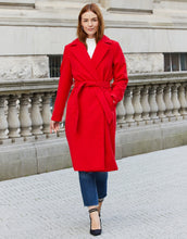 Load image into Gallery viewer, Women's Red Collared Belted Formal Coat
