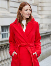 Load image into Gallery viewer, Women's Red Collared Belted Formal Coat
